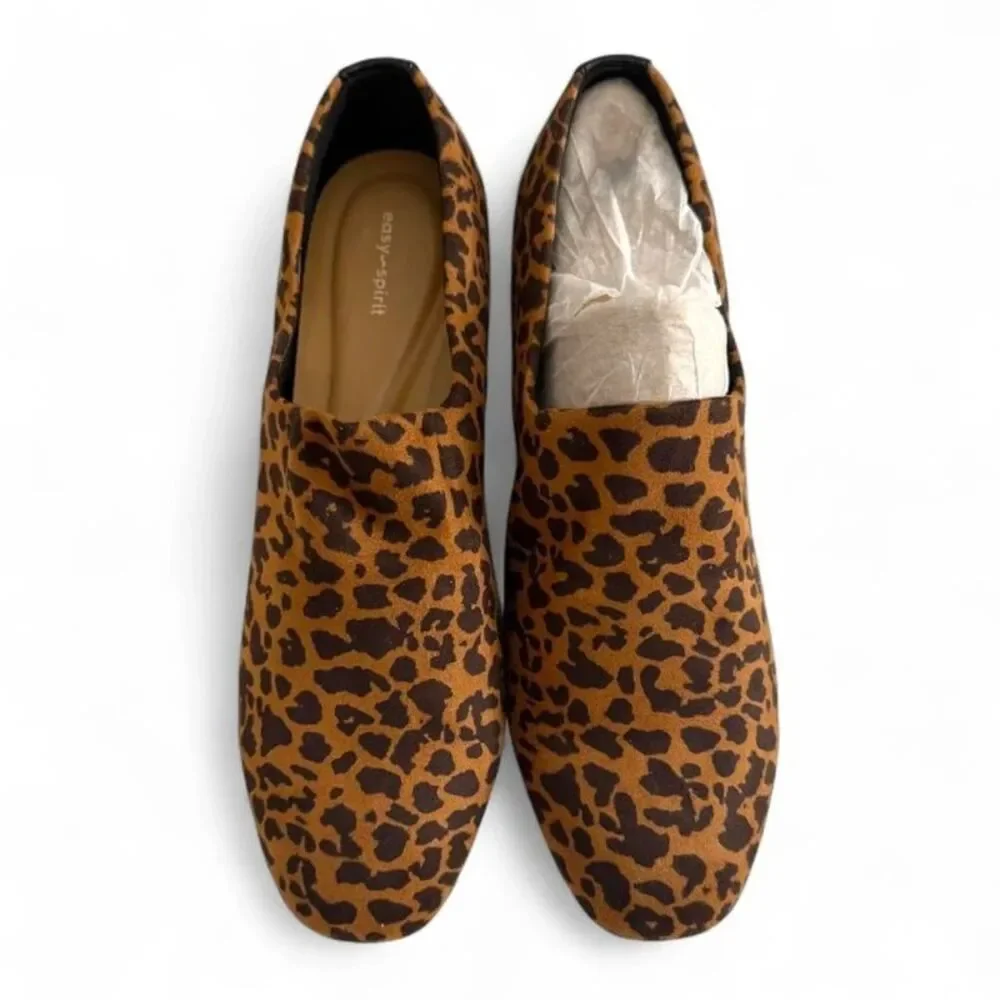 Easy Spirit Women's Denisa eFlex Knit Block Heel Leopard Pumps, NEW! 10 Wide